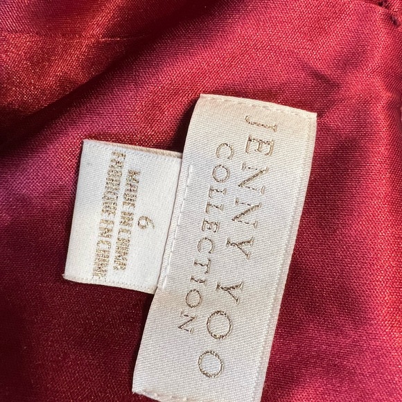 JENNY YOO Burgundy Velvet Backless Flutter Sleeve Gown 🌹 - Picture 16 of 17